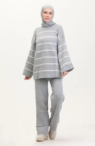 طقم تريكو بخطوط  3083-05  رمادي 3083-05