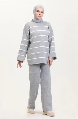 طقم تريكو بخطوط  3083-05  رمادي 3083-05
