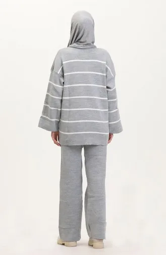 طقم تريكو بخطوط  3083-05  رمادي 3083-05