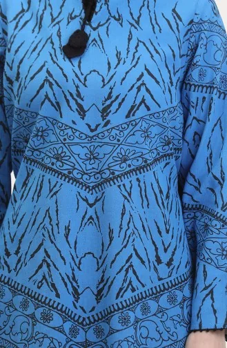 Şile Bezi Desenli Elbise 4444-10 Saks