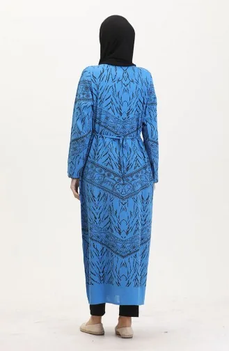 Şile Bezi Desenli Elbise 4444-10 Saks