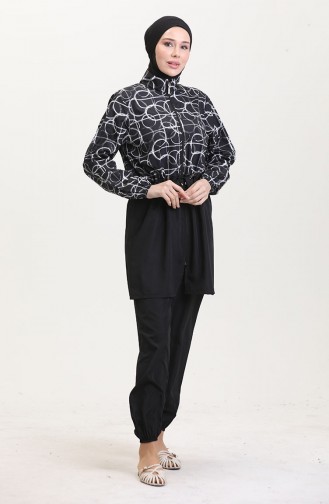 Schwarz Hijab Badeanzug 9001-01