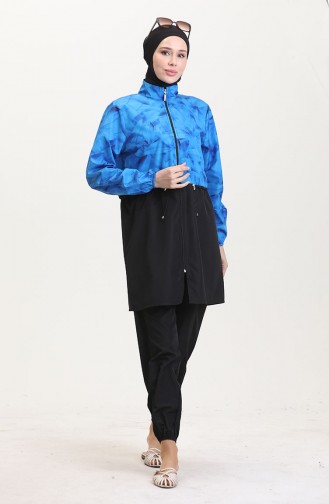 Saks-Blau Hijab Badeanzug 9001A-01