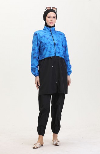 Saks-Blau Hijab Badeanzug 9001A-01