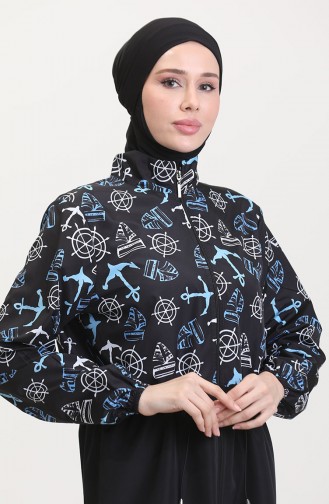 Schwarz Hijab Badeanzug 9001C-01