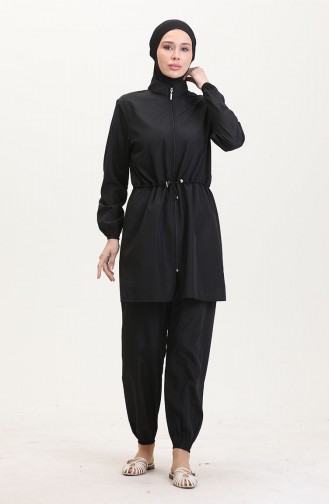 Schwarz Hijab Badeanzug 9002-02