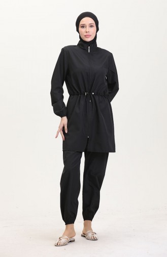 Schwarz Hijab Badeanzug 9002-02