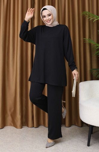 Fitilli Tunik Pantolon İkili Takım 5570-03 Siyah