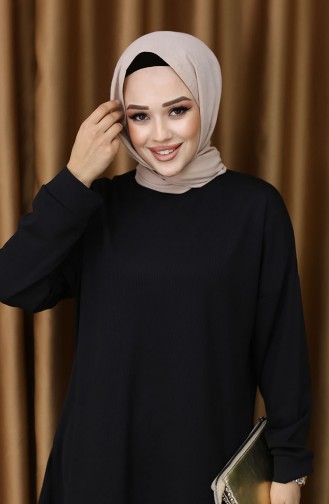 Fitilli Tunik Pantolon İkili Takım 5570-03 Siyah