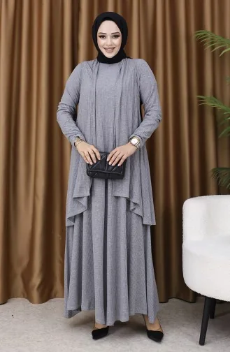 Plus Size Vest Dress Two Piece Suit 6370-02 Gray 6370-02