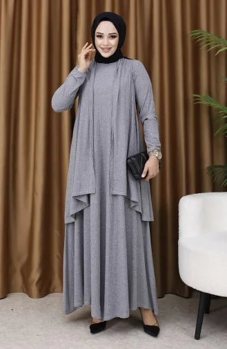 Plus Size Vest Dress Two Piece Suit 6370-02 Gray 6370-02