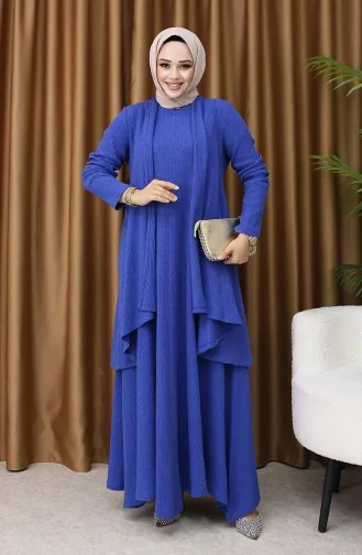 Vestjurk/jurk Set In Grote Maten Tweedelig Model 6370-03 Marineblauw 6370-03