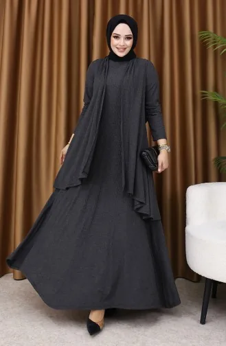Große Größen Weste Kleid Zweiteiler 6370-04 Anthrazit 6370-04