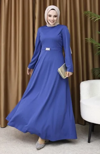 Tokalı Elbise 7123-04 İndigo