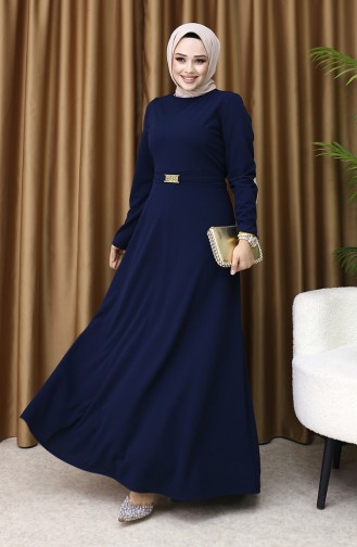 Navy Blue Hijab Dress 7123-07