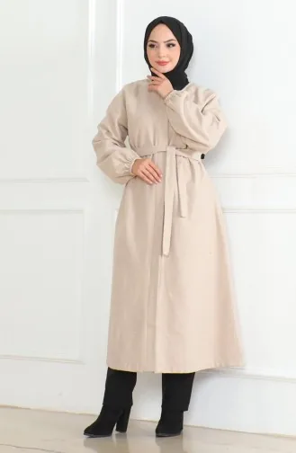 معطف كشمير بحزام مخفي 0504-04 من المنك 0504-04