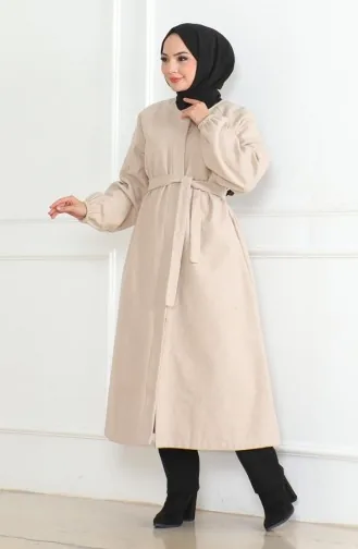 معطف كشمير بحزام مخفي 0504-04 من المنك 0504-04