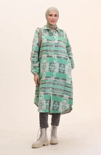 Etnik Desen Düğmeli Kap 0556-01 Yeşil