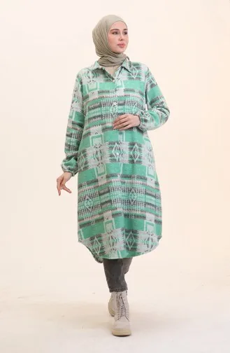 Etnik Desen Düğmeli Kap 0556-01 Yeşil