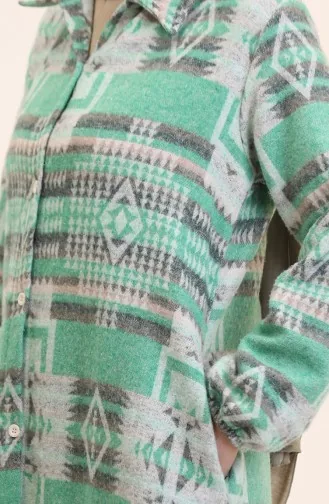 Etnik Desen Düğmeli Kap 0556-01 Yeşil