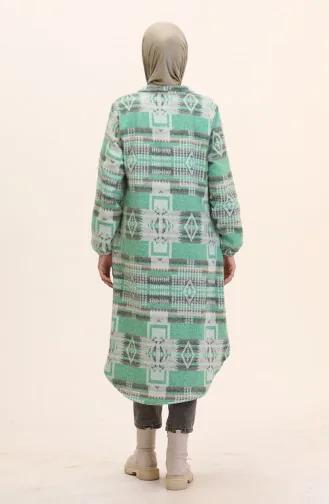 Etnik Desen Düğmeli Kap 0556-01 Yeşil