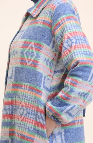 Ethnic Pattern Buttoned Cape 0556-02 Blue 0556-02
