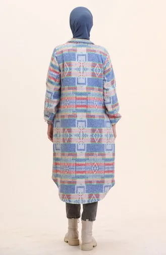 Ethnic Pattern Buttoned Cape 0556-02 Blue 0556-02