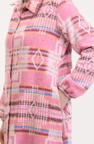 Etnik Desen Düğmeli Kap 0556-03 Pembe