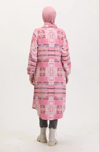 Etnik Desen Düğmeli Kap 0556-03 Pembe