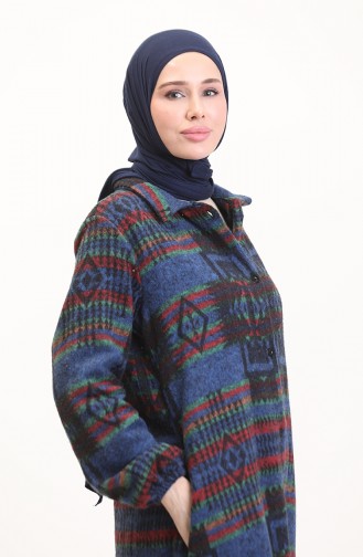 سترة منقوشة بأزرار 0556-06 أزرق ملكي 0556-06