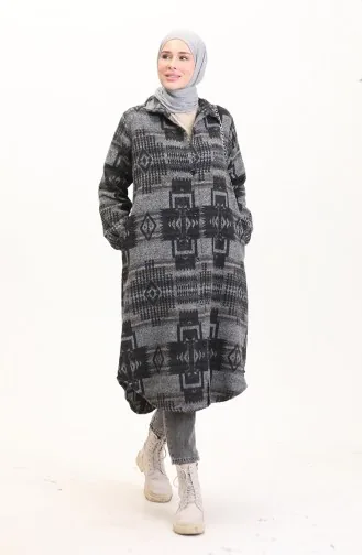 Ethno Muster Cape Mit Knöpfen 0556-07 Anthrazit 0556-07