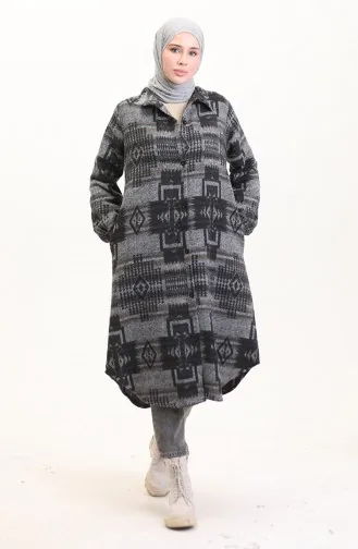 Ethno Muster Cape Mit Knöpfen 0556-07 Anthrazit 0556-07
