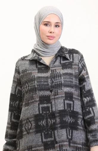 Ethno Muster Cape Mit Knöpfen 0556-07 Anthrazit 0556-07