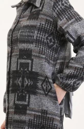 Ethno Muster Cape Mit Knöpfen 0556-07 Anthrazit 0556-07