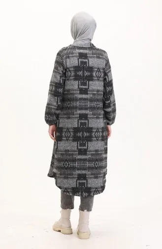 Ethno Muster Cape Mit Knöpfen 0556-07 Anthrazit 0556-07