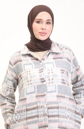 سترة منقوشة بأزرار 0556-08 رمادي 0556-08