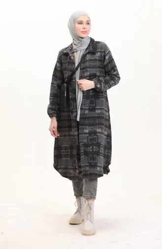 Ethnic Pattern Buttoned Cape 0556-11 Anthracite Brown 0556-12