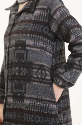 Ethnic Pattern Buttoned Cape 0556-11 Anthracite Brown 0556-12