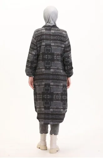 Ethnic Pattern Buttoned Cape 0556-11 Anthracite Brown 0556-12