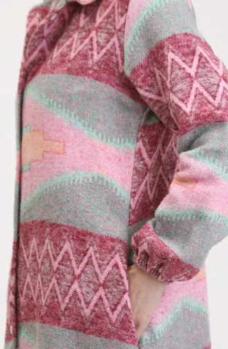 Etnisch Patroon Geknoopte Cape 0557-04 Roze Groen 0557-04