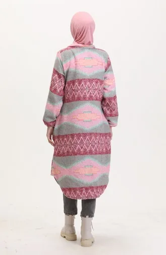 Etnisch Patroon Geknoopte Cape 0557-04 Roze Groen 0557-04