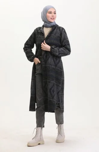 Etnik Desen Düğmeli Kap 0559-01 Füme