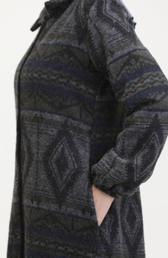 Etnik Desen Düğmeli Kap 0559-01 Füme