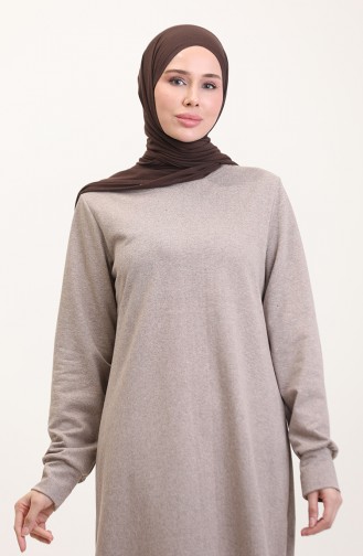 İki iplik Yırtmaçlı Spor Tunik Pantolon İkili Takım 0293-04 Bej