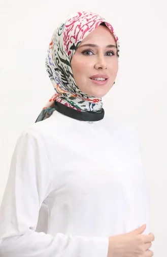 Patterned Soft Scarf 70243-01 Dark Green Orange 70243-01