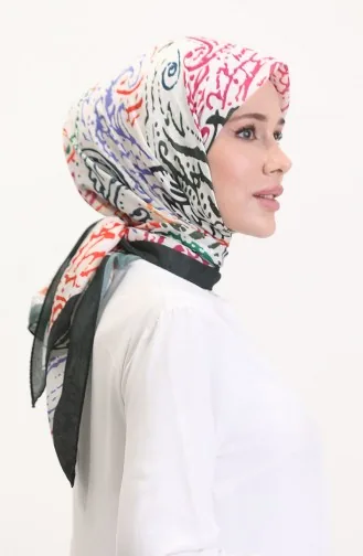 Patterned Soft Scarf 70243-01 Dark Green Orange 70243-01