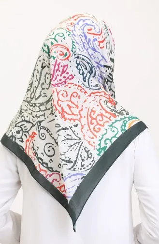 Patterned Soft Scarf 70243-01 Dark Green Orange 70243-01