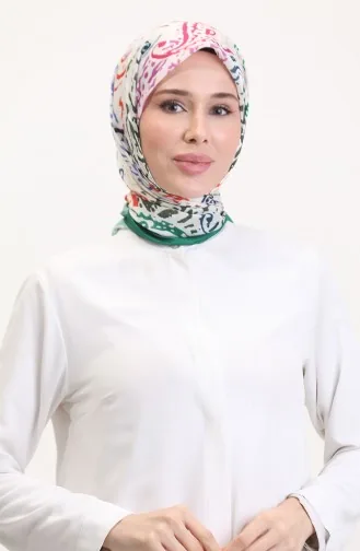 Desenli Soft Eşarp 70243-03 Yeşil Lacivert