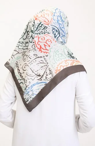 Desenli Soft Eşarp 70243-06 Acı Kahve Çağla Yeşili