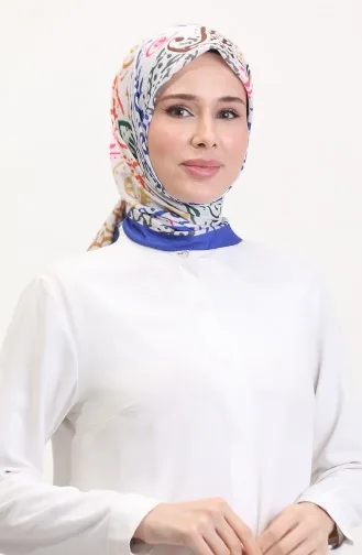 Desenli Soft Eşarp 70243-08 Saks Şekerpembe